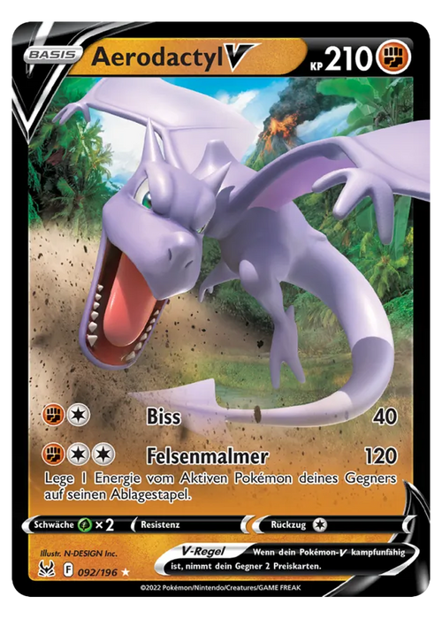 Aerodactyl V (LOR 092/196) - Schwert & Schild (SWSH): Verlorener Ursprung - Near Mint - Deutsch -tcgdex-de