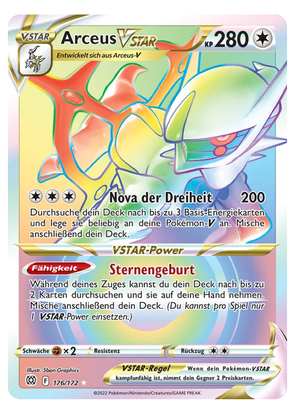 Arceus VSTAR (BRS 176/172) - Schwert & Schild (SWSH): Strahlende Sterne - Near Mint - Deutsch -tcgdex-de