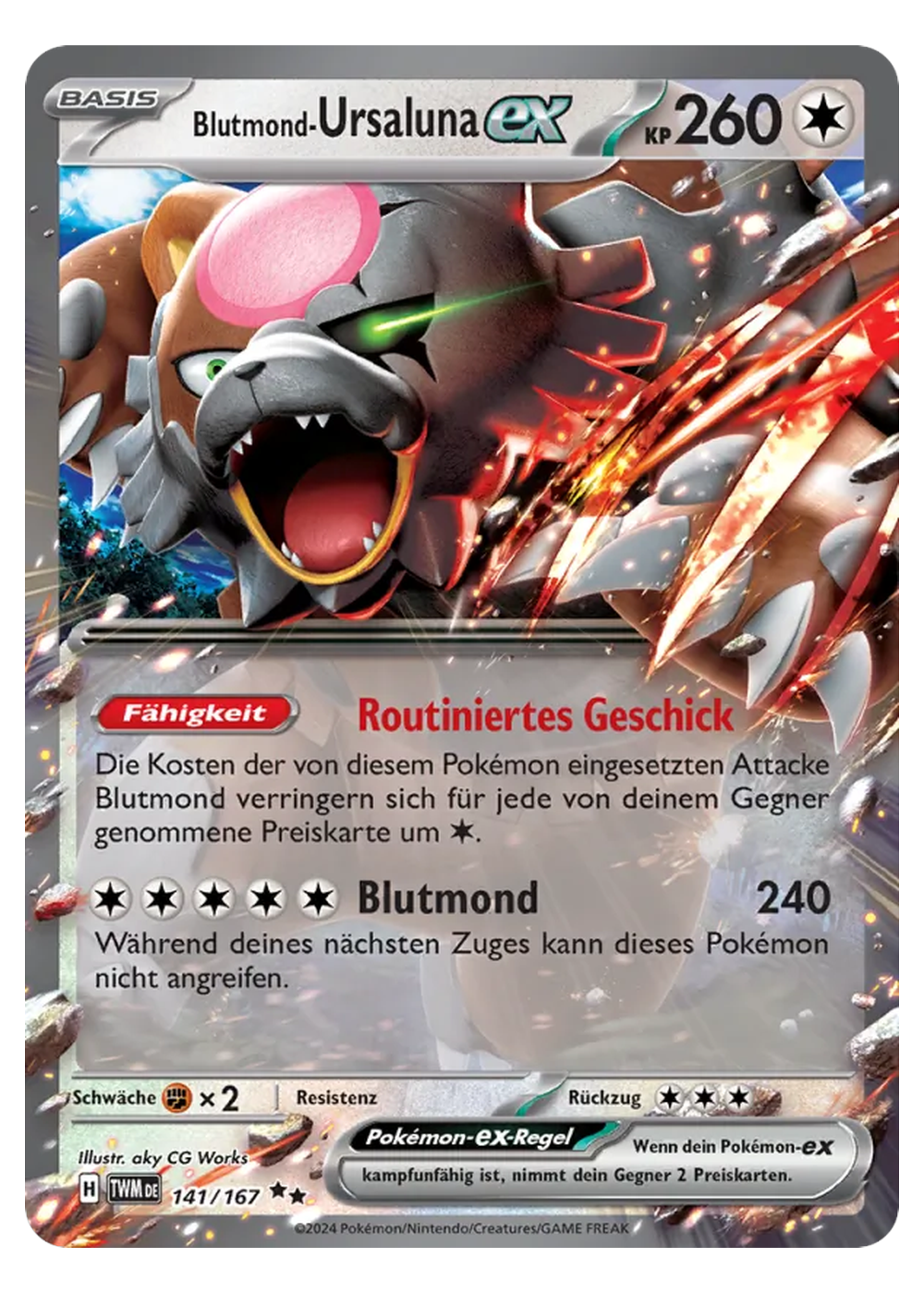 Blutmond Ursaluna ex (TWM 141/167) - Karmesin & Purpur (SV): Maskerade im Zwielicht - Near Mint - Deutsch -tcgdex-de