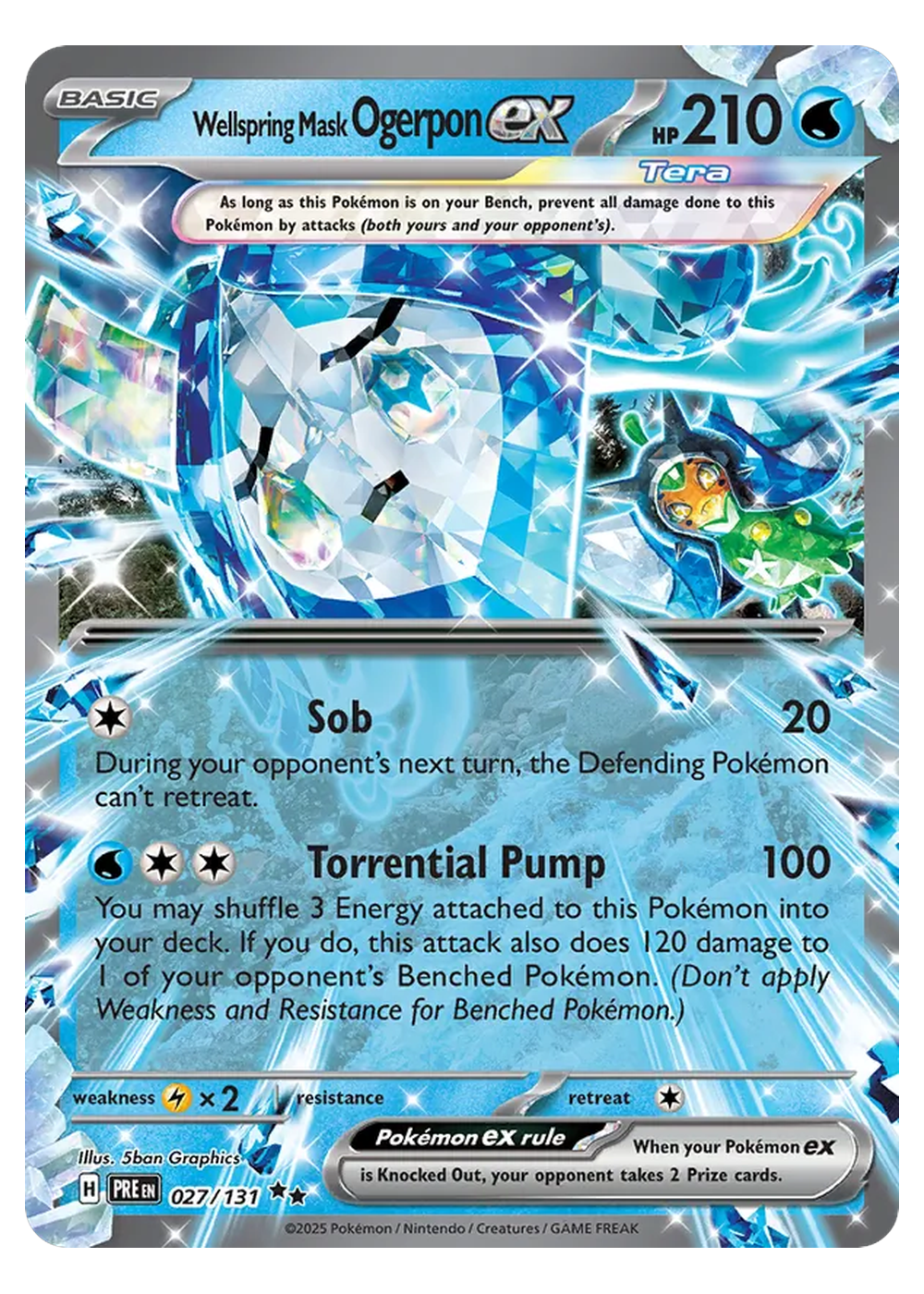 Brunnenmaske Ogerpon ex (PRE 027/131) - Karmesin & Purpur (SV): Prismatische Entwicklungen - Near Mint - Englisch -tcgdex-en