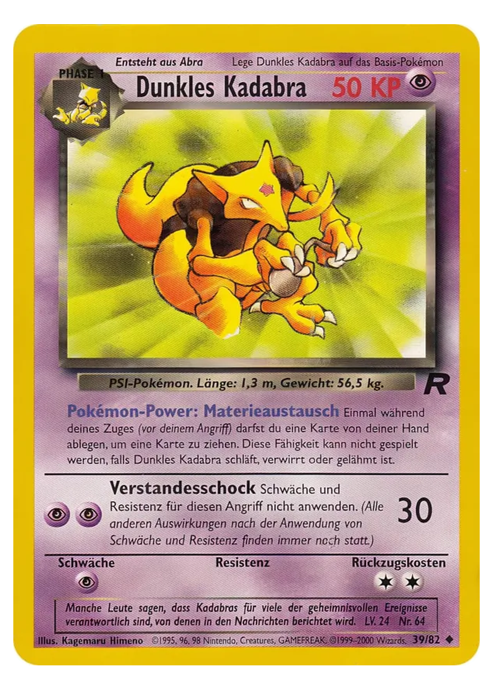 Dunkles Kadabra (TR 39/82) - Grund (BASE): Team Rocket - Near Mint - Deutsch -tcgdex-de