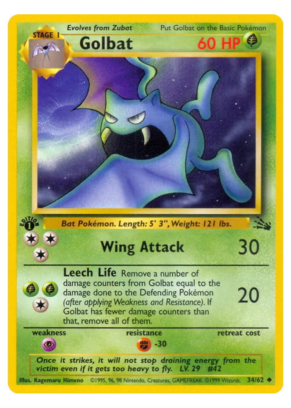 Golbat (FO 34/62) - Grund (BASE): Fossil - Excellent - Englisch -tcgdex-en