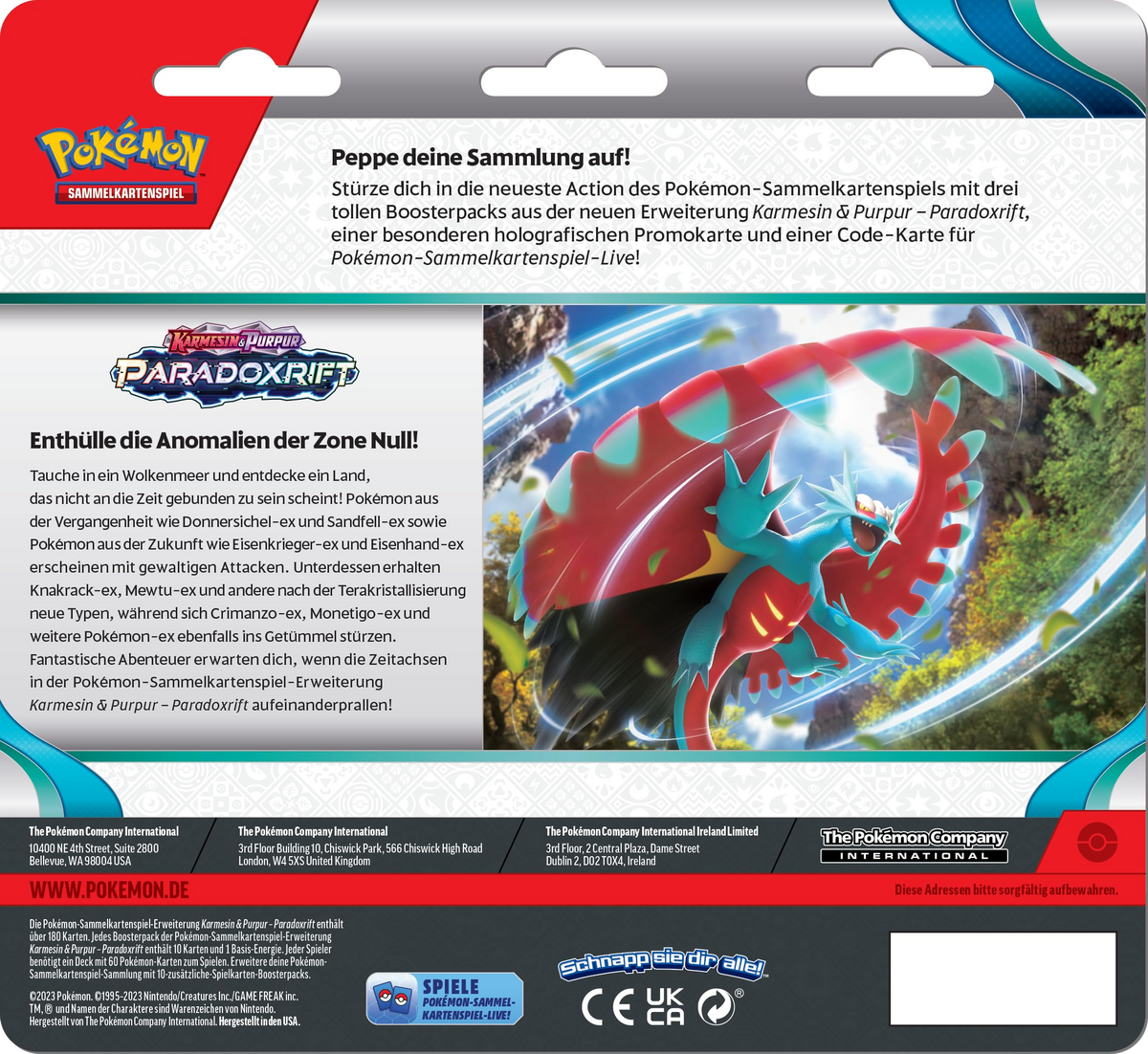 Pokemon Karmesin & Purpur 04: Paradoxrift Cryospino 3-Pack Blister Deutsch - Differenzbesteuert