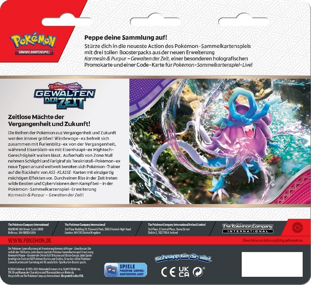Pokemon Karmesin & Purpur 05: Gewalten der Zeit Pii 3-Pack Blister Deutsch - Differenzbesteuert