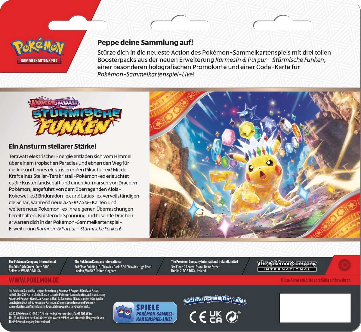 Pokemon Karmesin & Purpur 08: Stürmische Funken Zapdos 3-Pack Blister Deutsch - Differenzbesteuert
