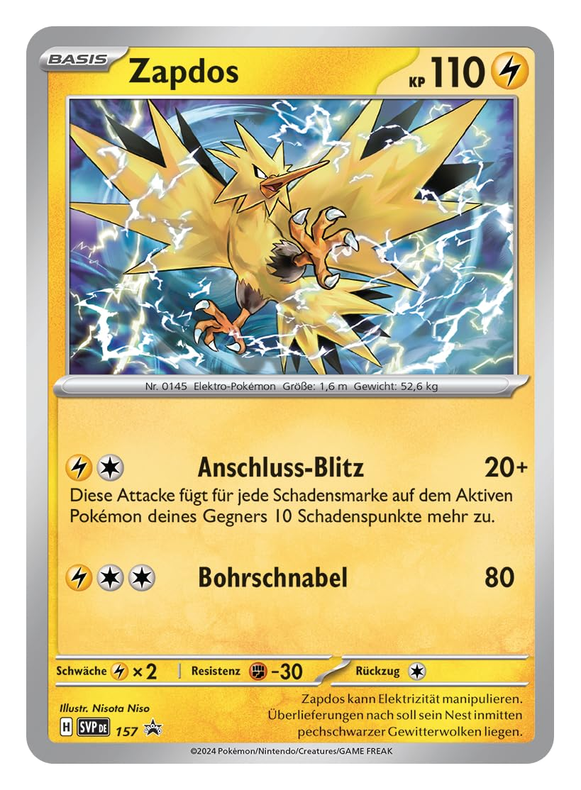 Pokemon Karmesin & Purpur 08: Stürmische Funken Zapdos 3-Pack Blister Deutsch - Differenzbesteuert