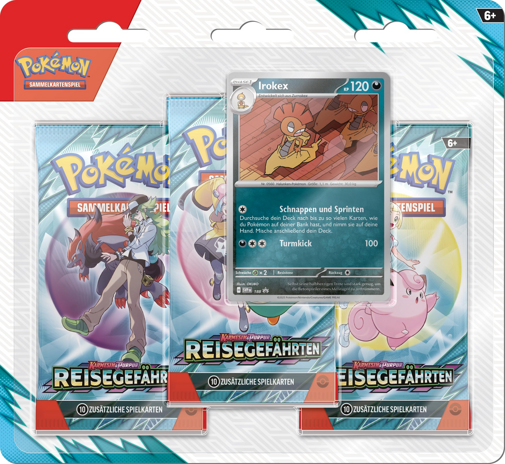 Pokemon Karmesin & Purpur 09: Reisegefährten Irokex 3-Pack Blister Deutsch