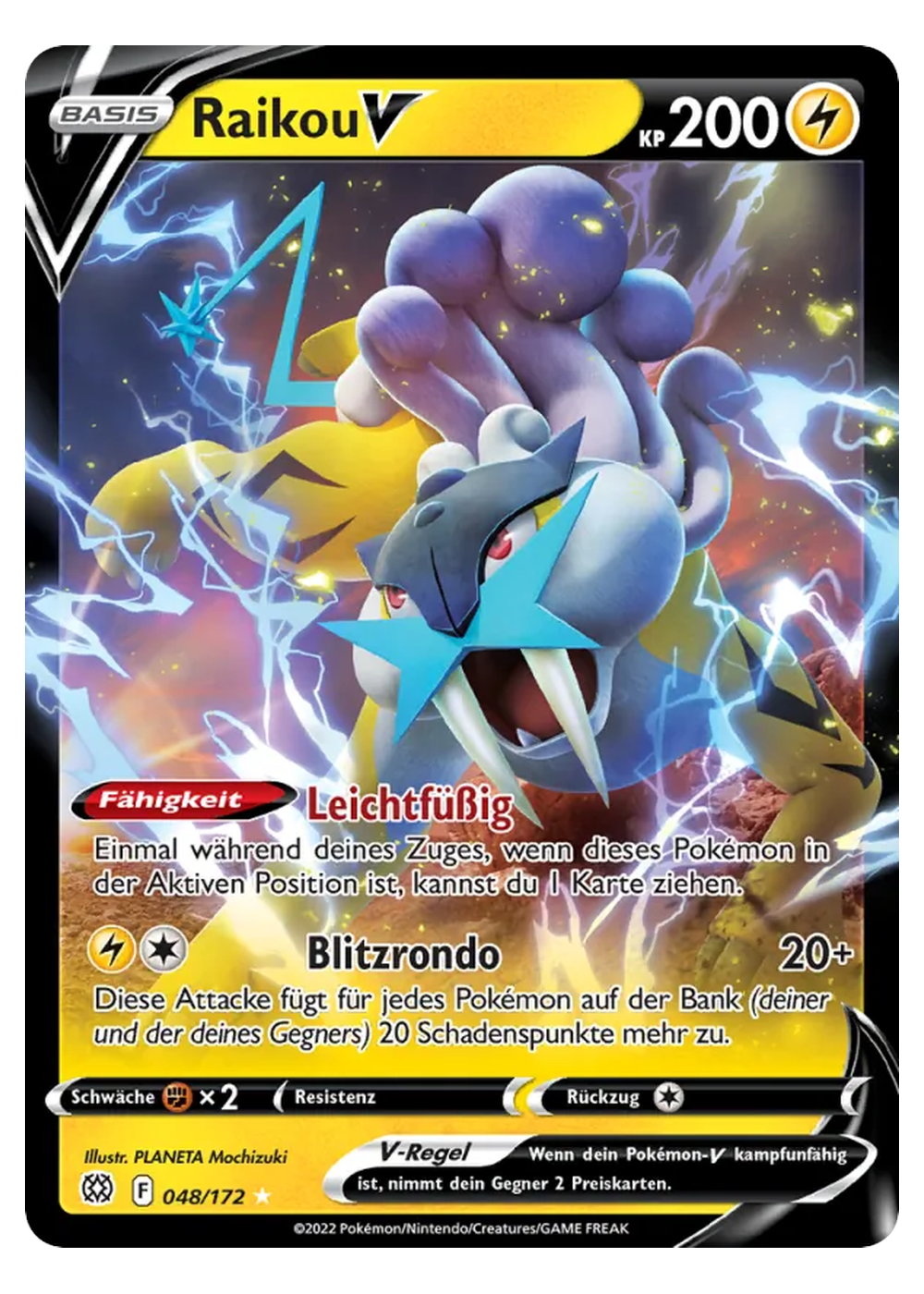 Raikou V (BRS 048/172) - Schwert & Schild (SWSH): Strahlende Sterne - Near Mint - Deutsch -tcgdex-de