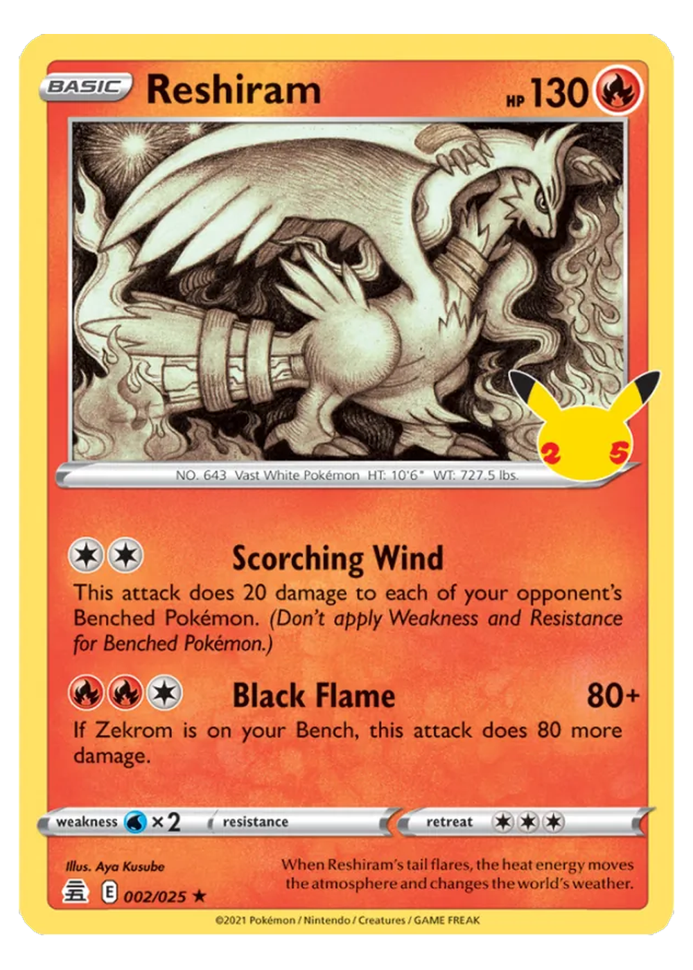 Reshiram (CEL 002/25) - Schwert & Schild (SWSH): Celebrations - Near Mint - Englisch -tcgdex-en
