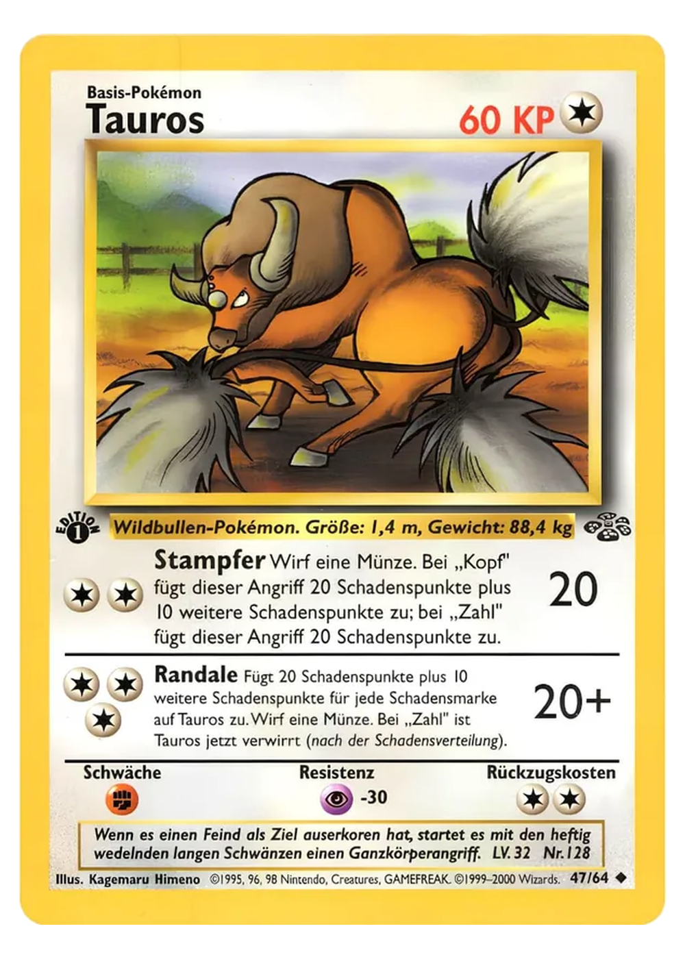 Tauros (JU 47/64) - Grund (BASE): Dschungel - Excellent - Deutsch -tcgdex-de